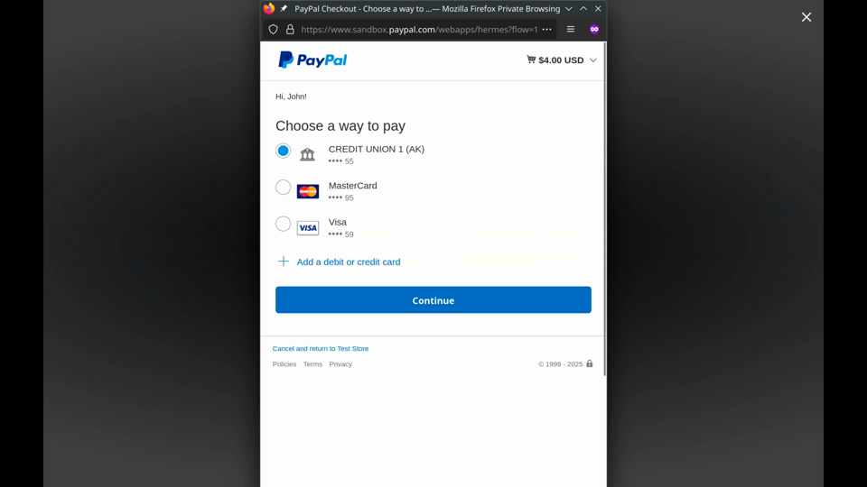 PayPal automatic payment gateway routing demo